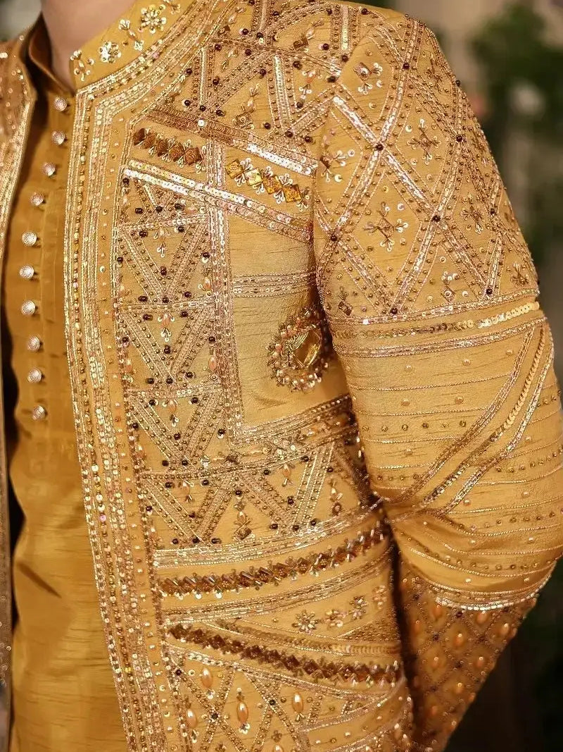 Nishan-e-Manzil – Pakistani Open Prince Coat by Ahsan Tariq Couture – view 3