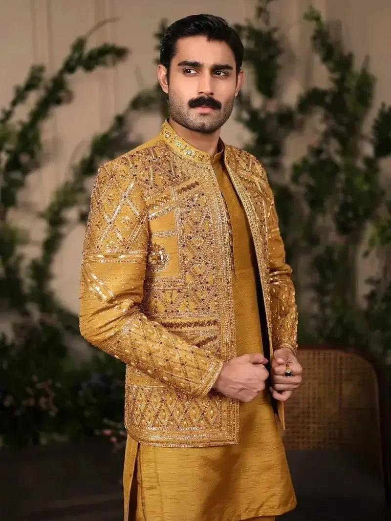 Nishan-e-Manzil – Pakistani Open Prince Coat by Ahsan Tariq Couture – view 6