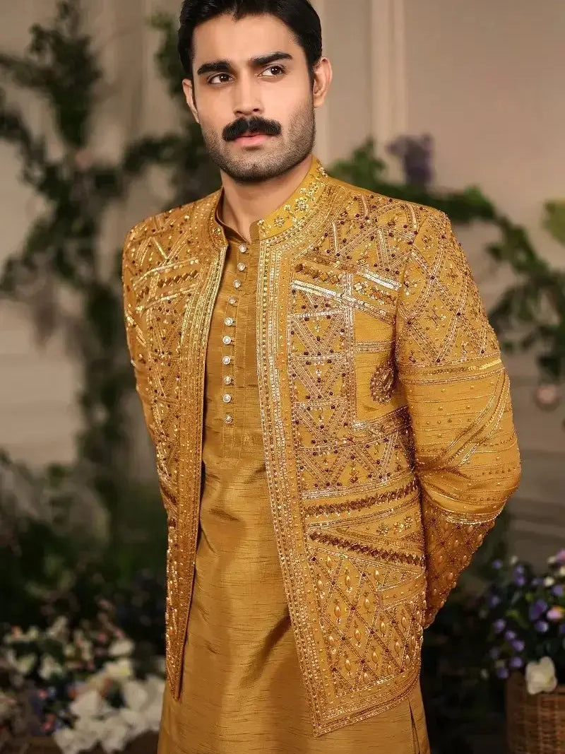 Nishan-e-Manzil – Pakistani Open Prince Coat by Ahsan Tariq Couture – view 5