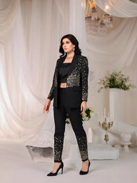 Noir Luxe Ensemble – Pakistani Engagement Wear by Ahsan Tariq Couture – view 2