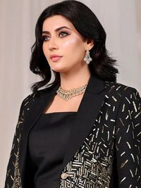 Noir Luxe Ensemble – Pakistani Engagement Wear by Ahsan Tariq Couture – view 5