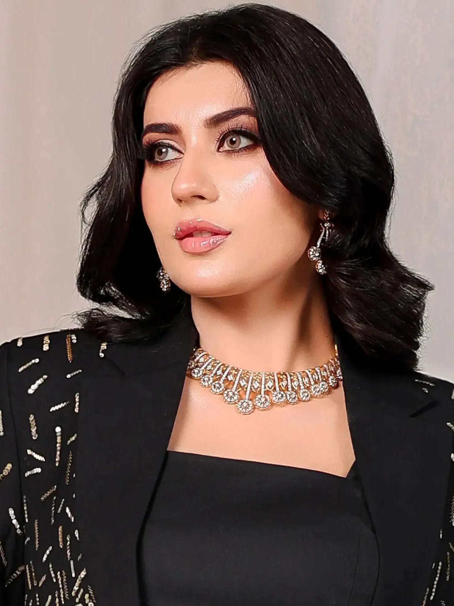 Noir Luxe Ensemble – Pakistani Engagement Wear by Ahsan Tariq Couture – view 8
