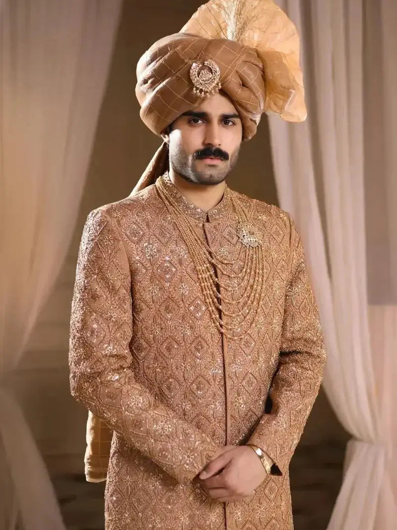 Pehlwani Poshak – Pakistani Groom Sherwani by Ahsan Tariq Couture – view 3