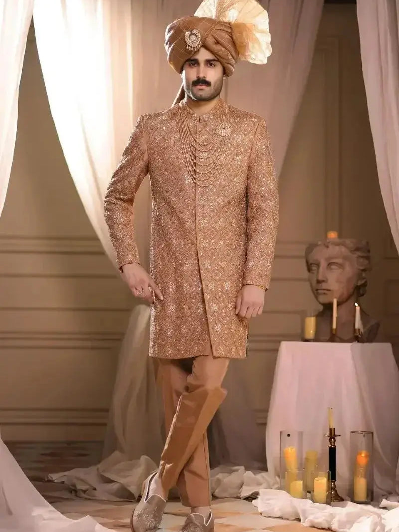 Pehlwani Poshak – Pakistani Groom Sherwani by Ahsan Tariq Couture – view 1