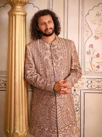 Qalandar – Pakistani Groom Sherwani by Ahsan Tariq Couture – view 1