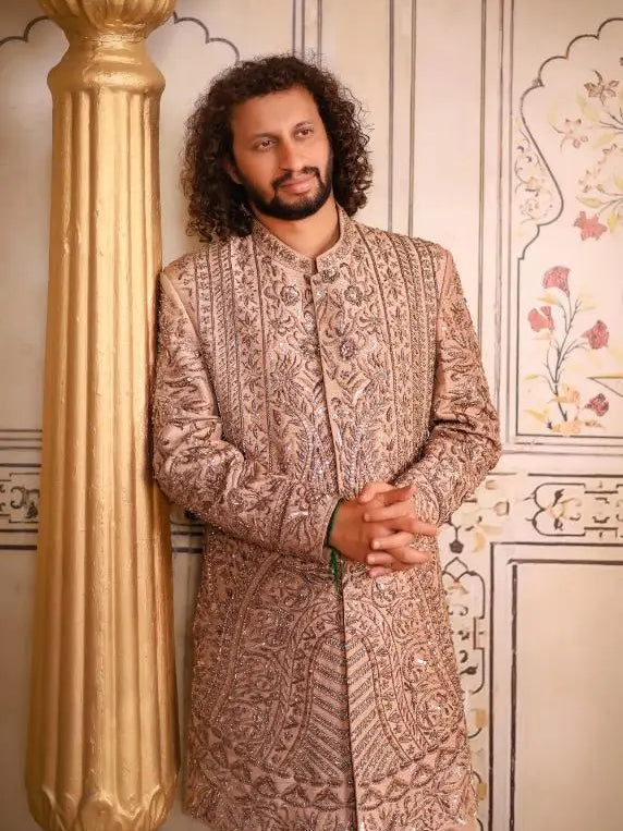 Qalandar – Pakistani Groom Sherwani by Ahsan Tariq Couture – view 1