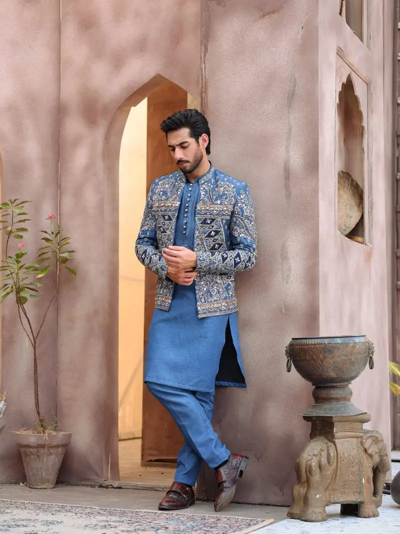 QALB – Pakistani Open Prince Coat by Ahsan Tariq Couture – view 3