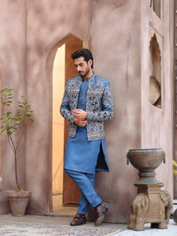 QALB – Pakistani Open Prince Coat by Ahsan Tariq Couture – view 3