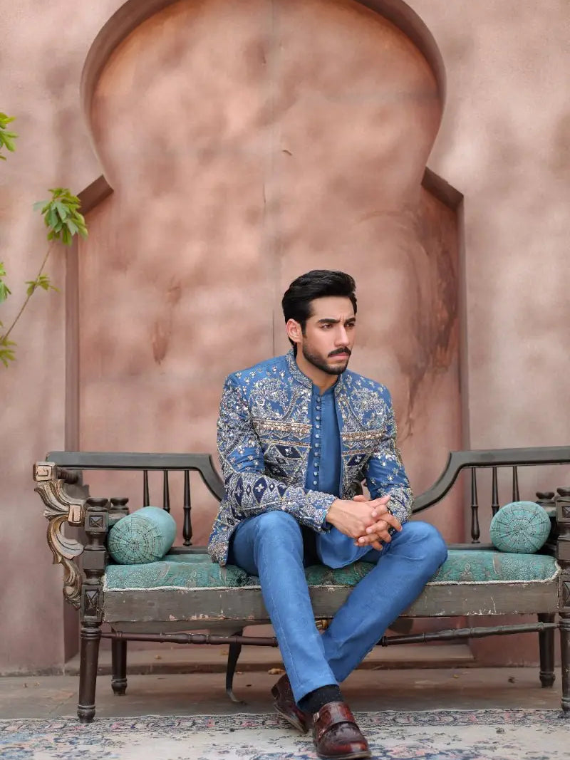 QALB – Pakistani Open Prince Coat by Ahsan Tariq Couture – view 9