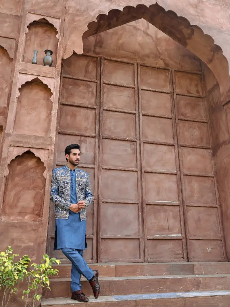 QALB – Pakistani Open Prince Coat by Ahsan Tariq Couture – view 5