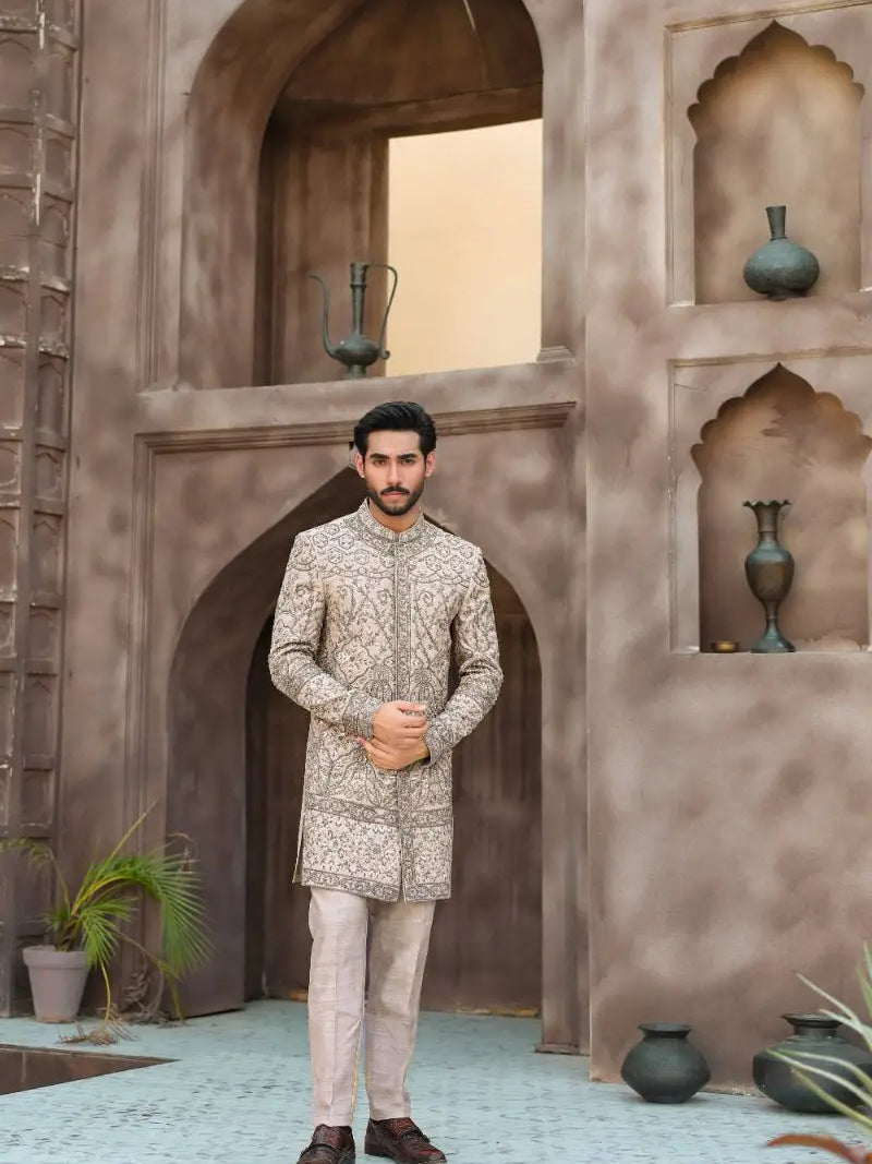 QURB – Pakistani Groom Sherwani by Ahsan Tariq Couture – view 7