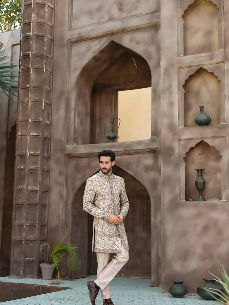 QURB – Pakistani Groom Sherwani by Ahsan Tariq Couture – view 8