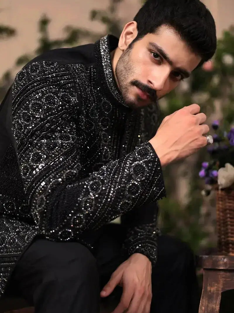 Ranjeet Singh Royal – Pakistani Groom Sherwani by Ahsan Tariq Couture – view 9