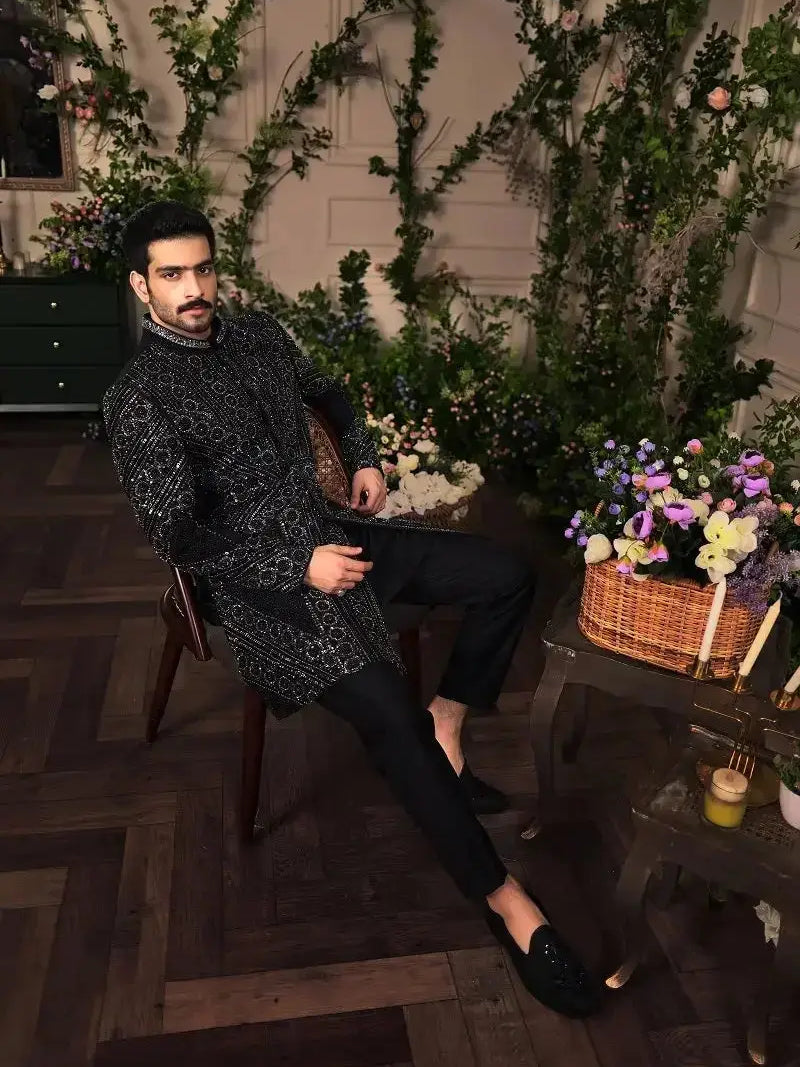 Ranjeet Singh Royal – Pakistani Groom Sherwani by Ahsan Tariq Couture – view 8
