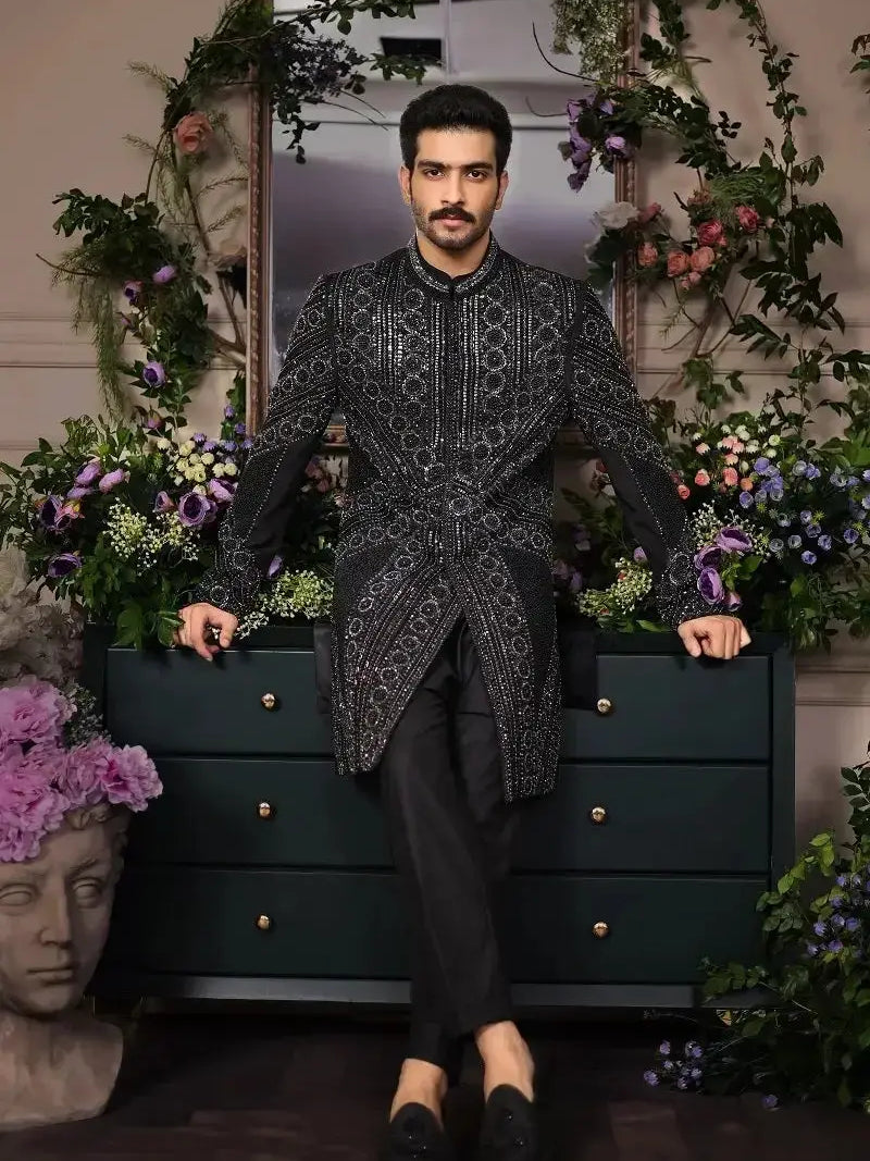 Ranjeet Singh Royal – Pakistani Groom Sherwani by Ahsan Tariq Couture – view 1