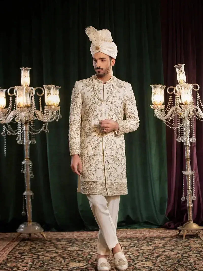 SALEEM – Pakistani Groom Sherwani by Ahsan Tariq Couture – view 2
