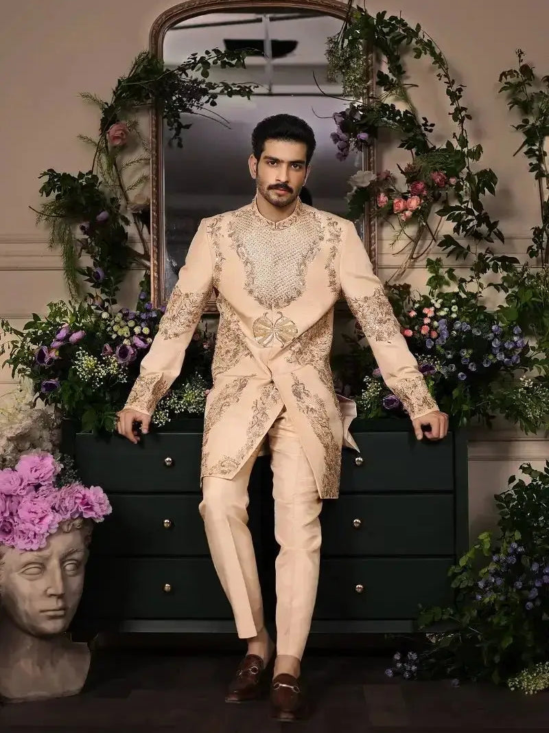 Shairshah – Pakistani Groom Sherwani by Ahsan Tariq Couture – view 1