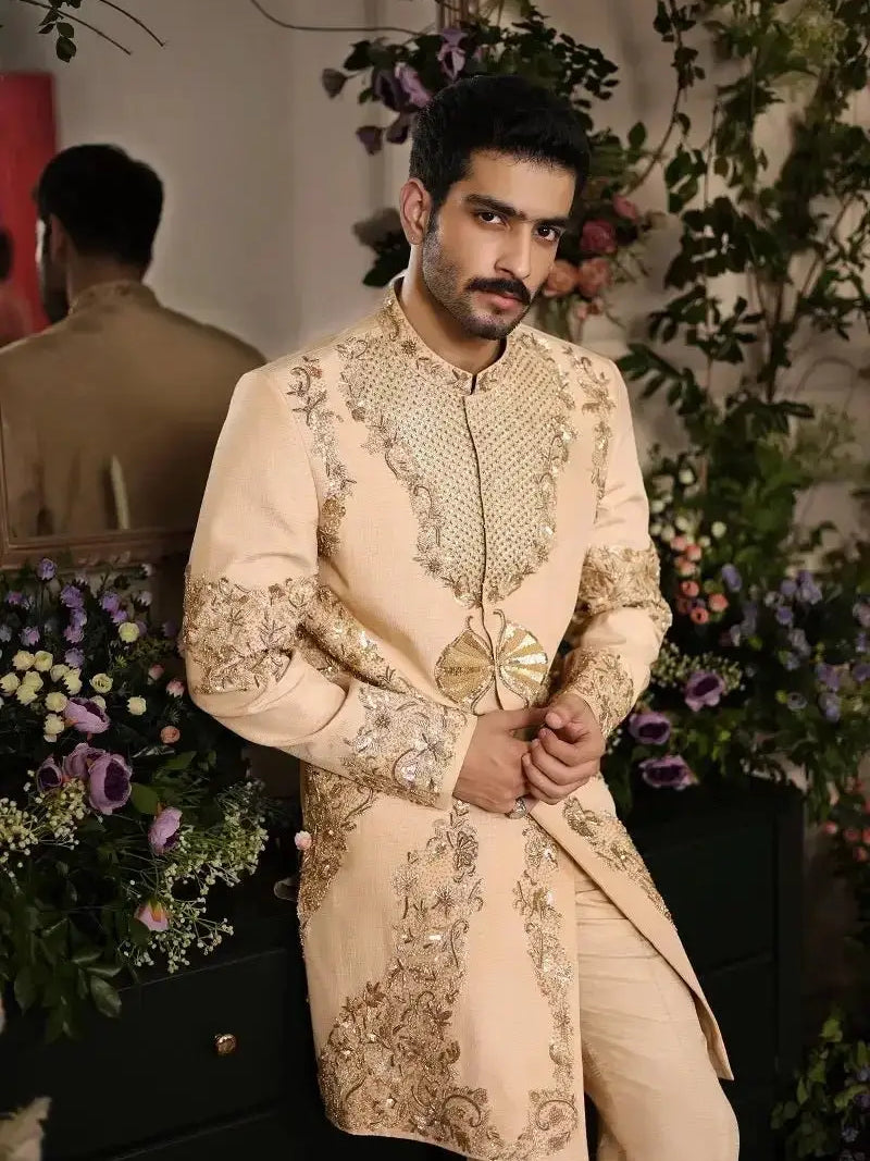 Shairshah – Pakistani Groom Sherwani by Ahsan Tariq Couture – view 2