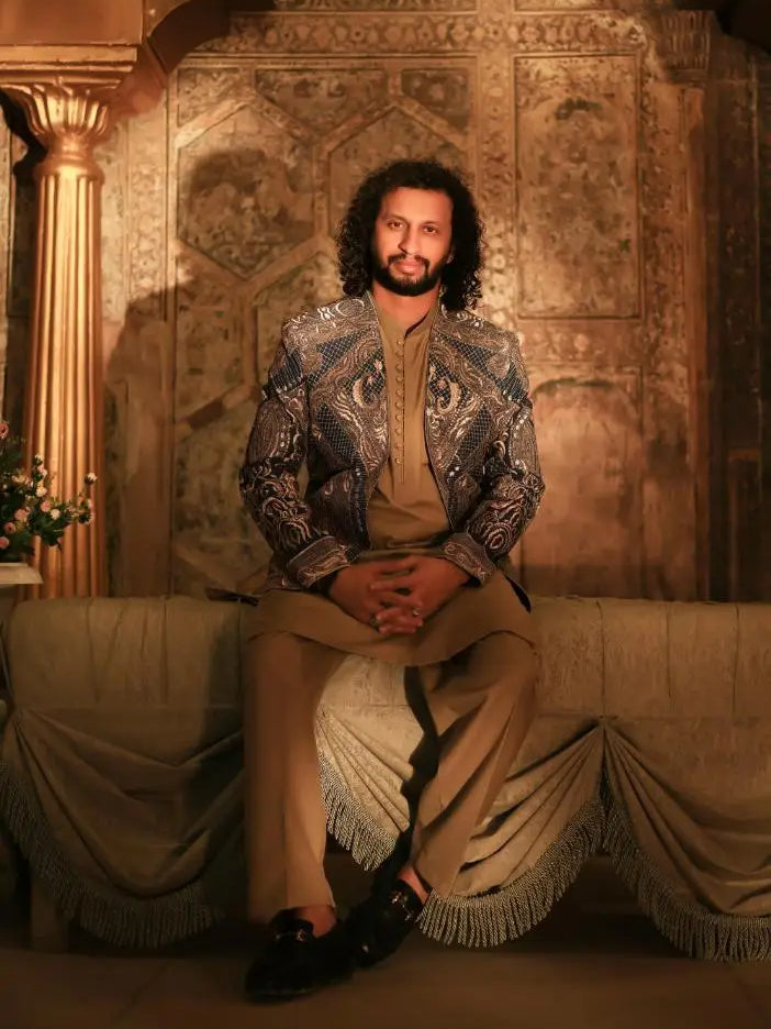 Shayar – Pakistani Open Prince Coat by Ahsan Tariq Couture – view 2