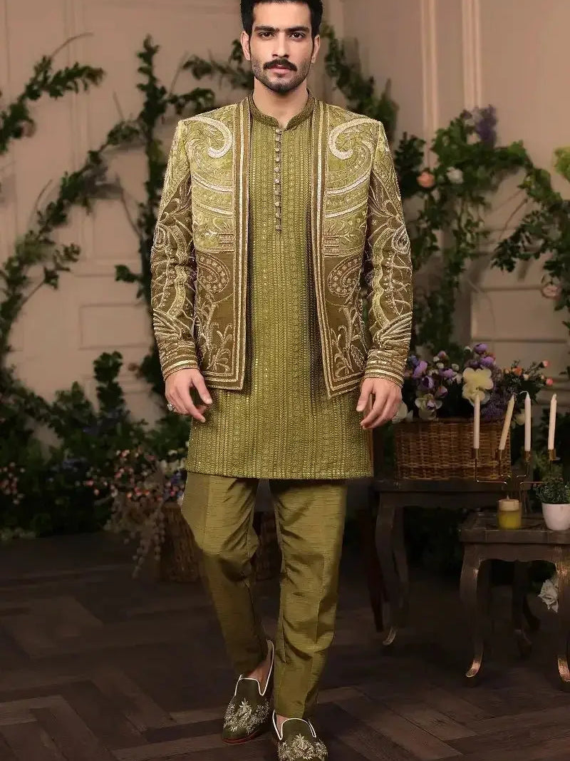 Sherawala Velvet – Pakistani Formal Suit by Ahsan Tariq Couture – view 2