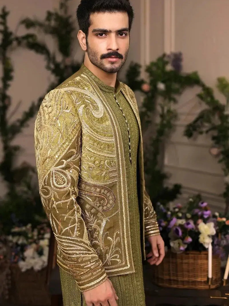 Sherawala Velvet – Pakistani Formal Suit by Ahsan Tariq Couture – view 3