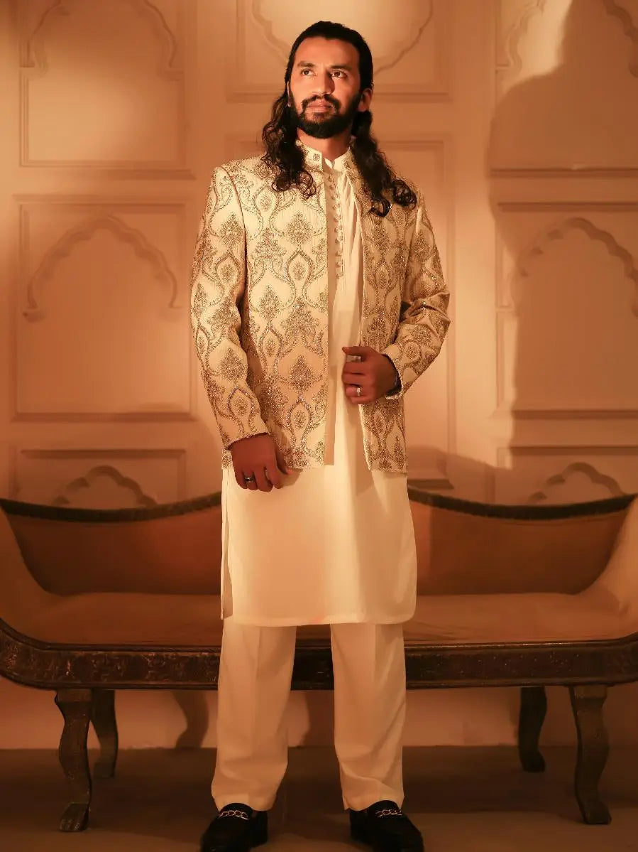 Sikandar – Pakistani Open Prince Coat by Ahsan Tariq Couture – view 2