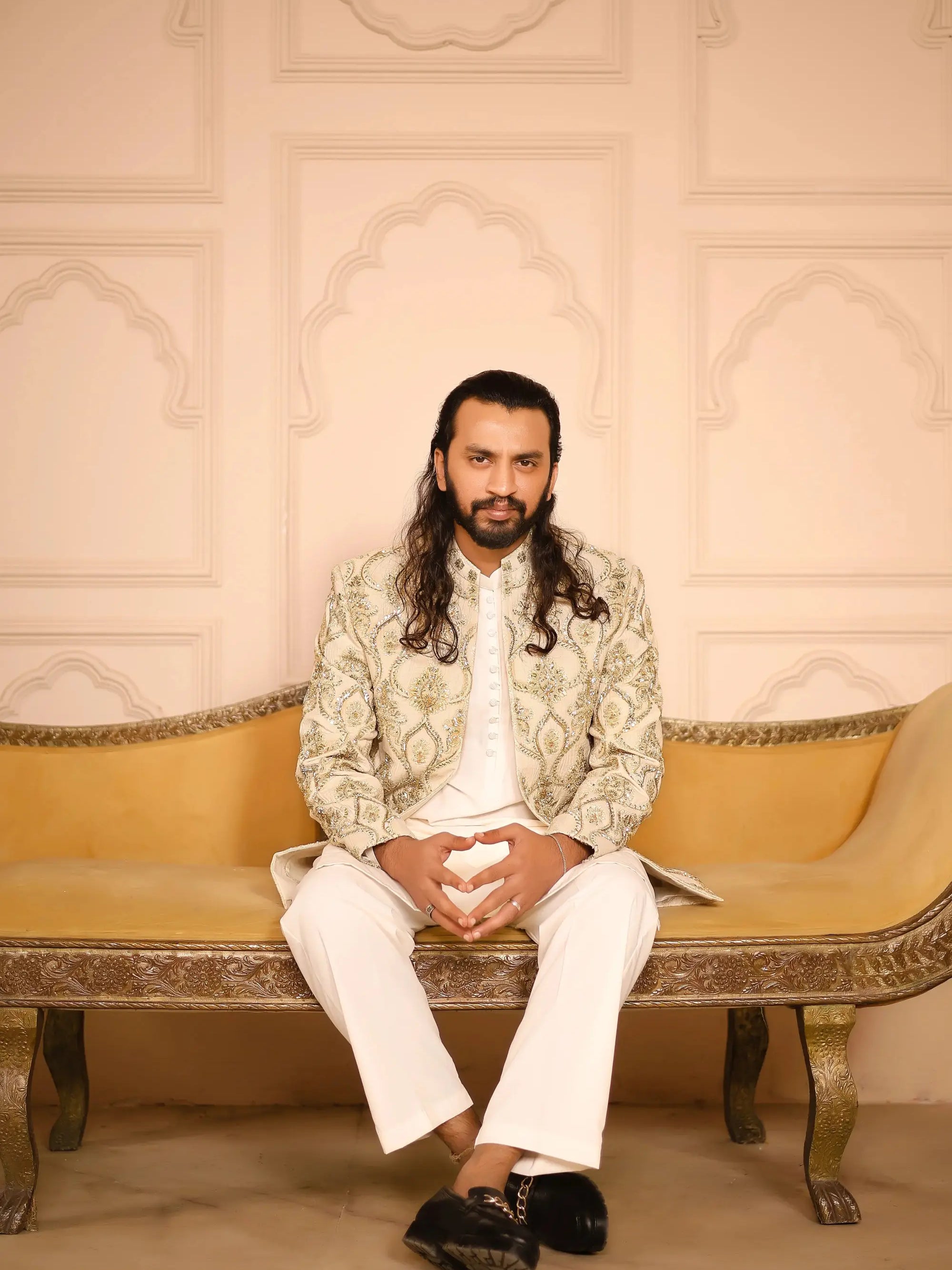 Sikandar – Pakistani Open Prince Coat by Ahsan Tariq Couture – view 1