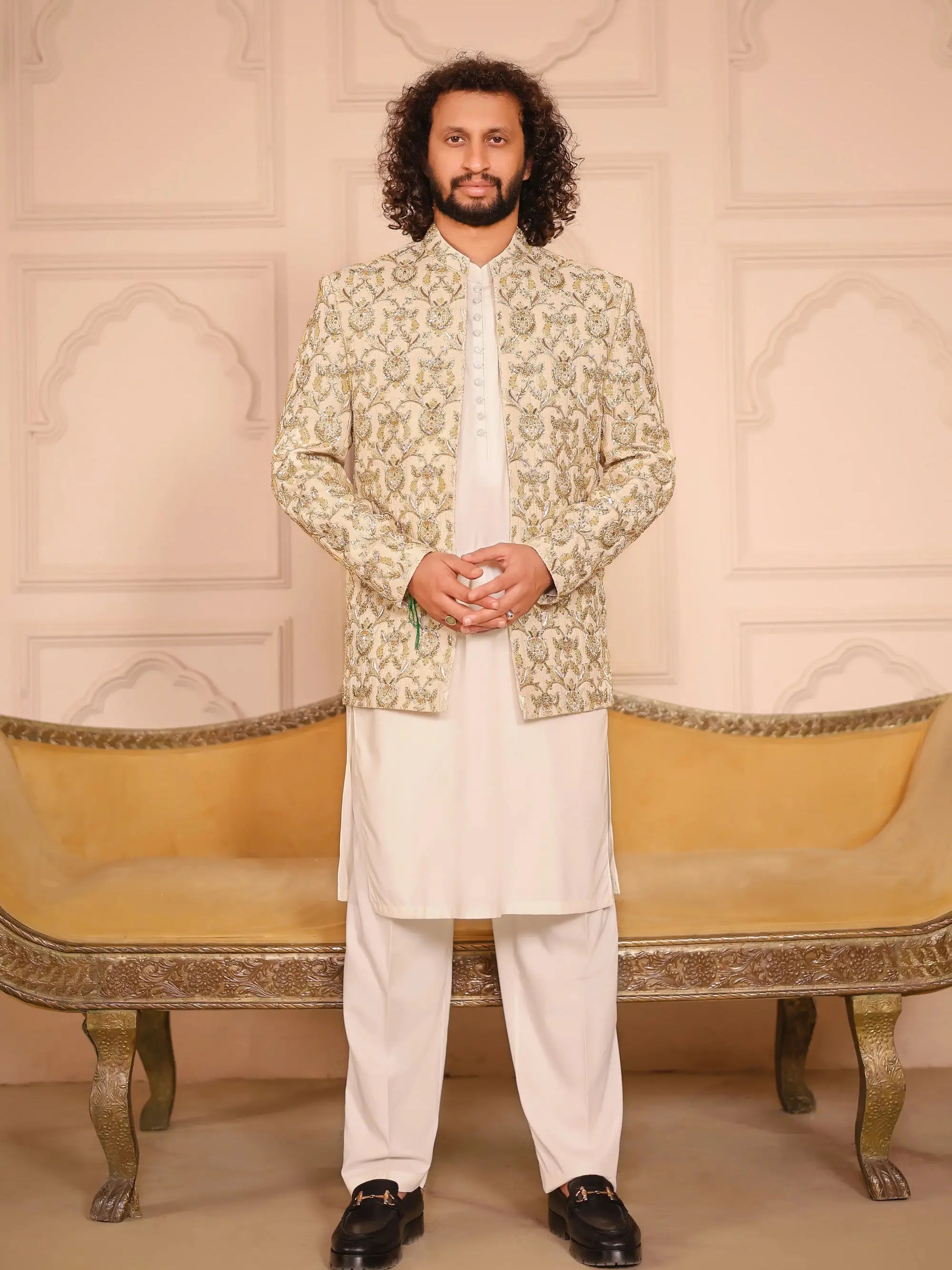 Sultan – Pakistani Open Prince Coat by Ahsan Tariq Couture – view 1
