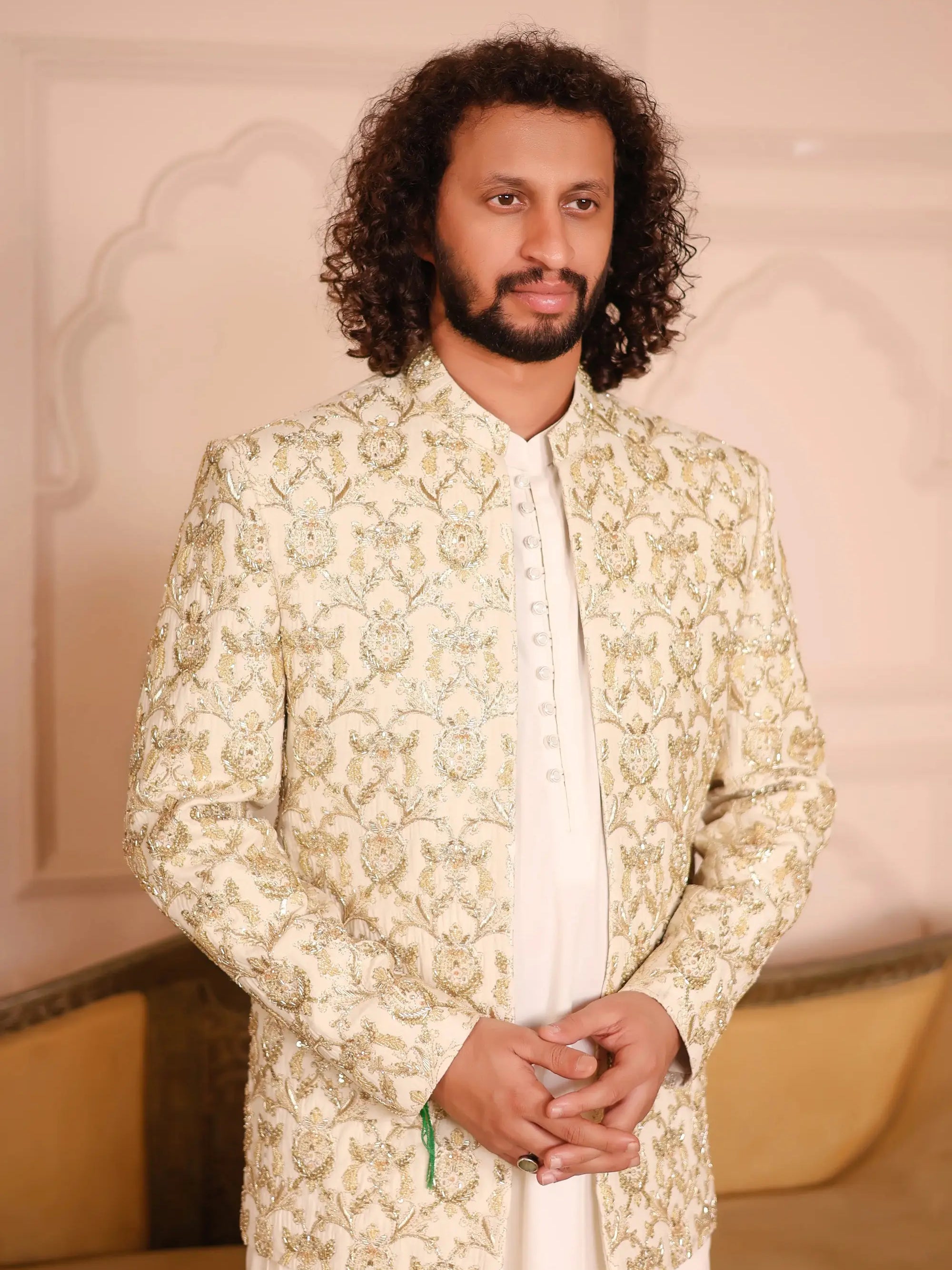 Sultan – Pakistani Open Prince Coat by Ahsan Tariq Couture – view 2