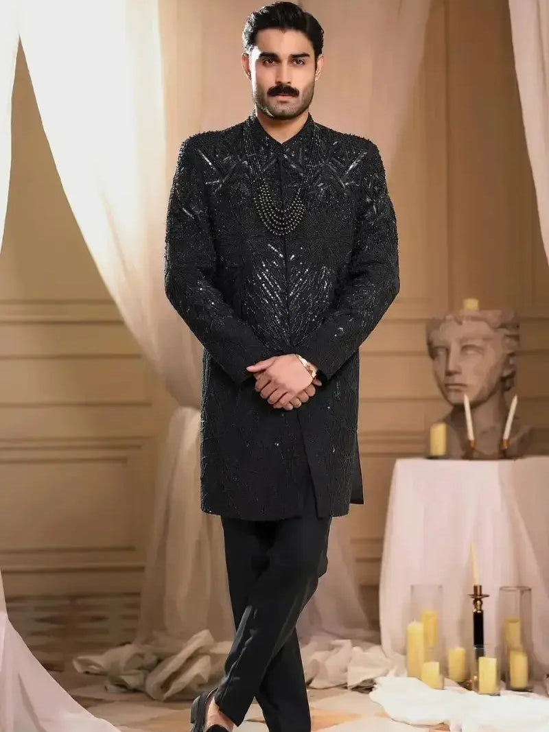 Tajdar – Pakistani Groom Sherwani by Ahsan Tariq Couture – view 3