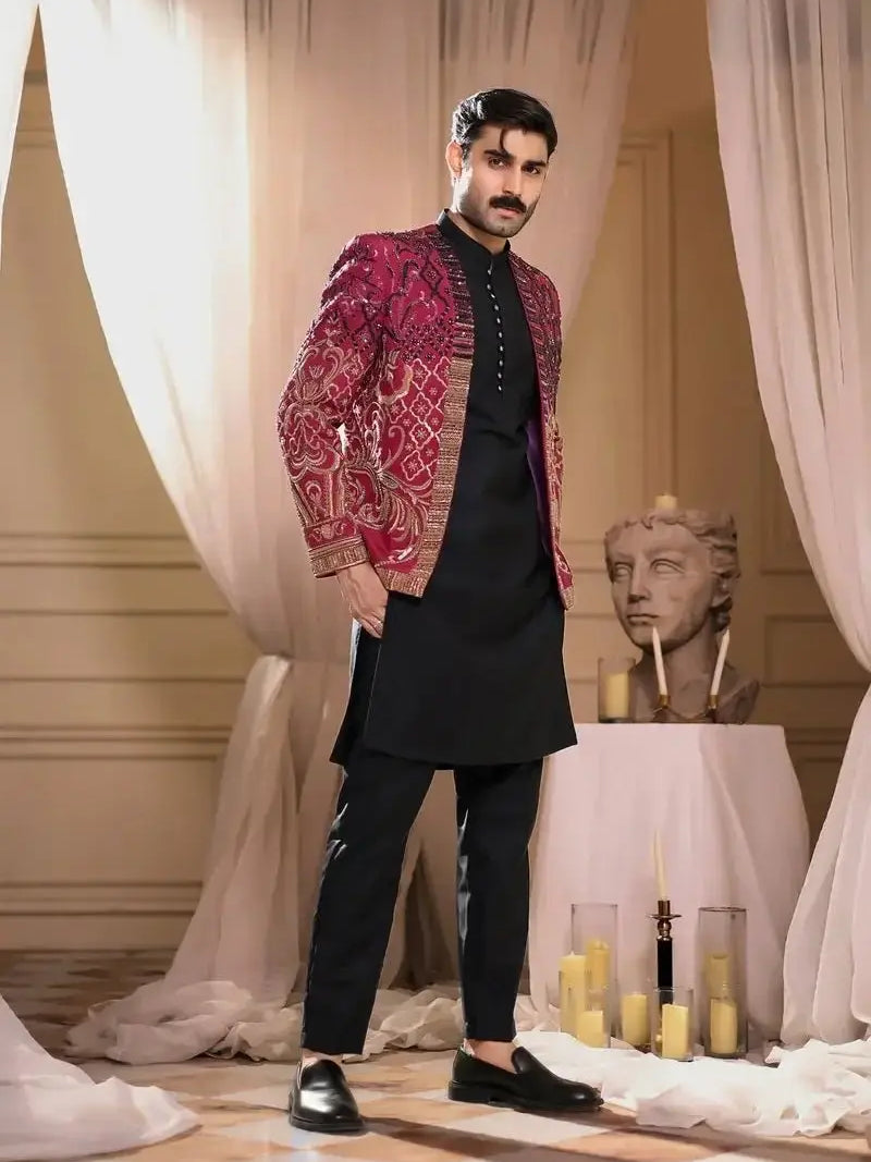 THAKUR SINGH – Pakistani Couture Jacket by Ahsan Tariq Couture – view 1