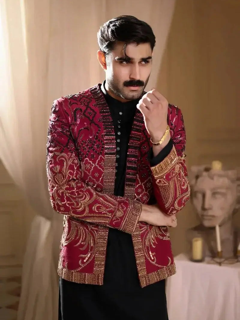 THAKUR SINGH – Pakistani Couture Jacket by Ahsan Tariq Couture – view 2