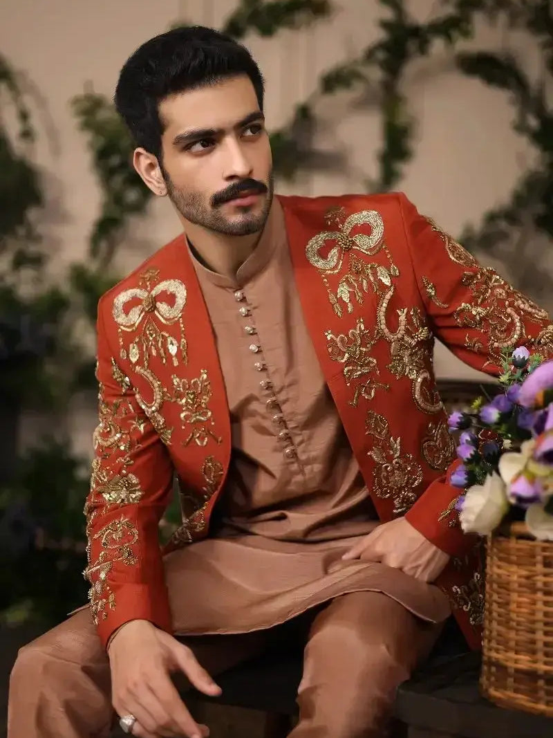 Wazir Khan – Pakistani Prince Coat by Ahsan Tariq Couture – view 7