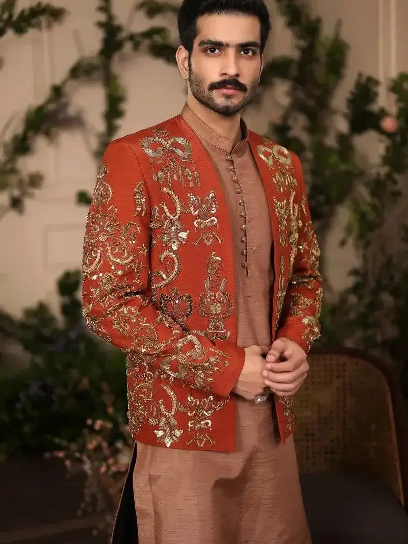 Wazir Khan – Pakistani Prince Coat by Ahsan Tariq Couture – view 4