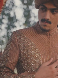 Zarposh – Pakistani Groom Sherwani by Ahsan Tariq Couture – view 4